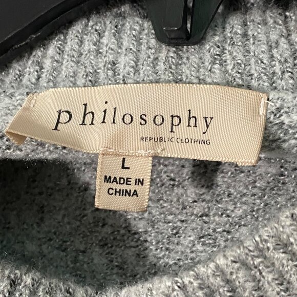 Philosophy Sparkly Stars Sweater Womens L Gray Celestial Patriotic USA Y2K - Picture 3 of 5